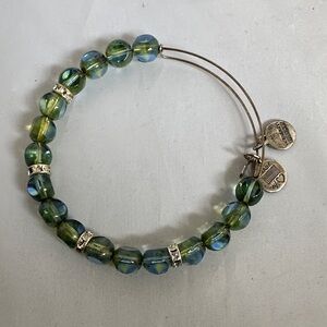 Alex and Ani Green Beaded Bracelet with Silver Accents